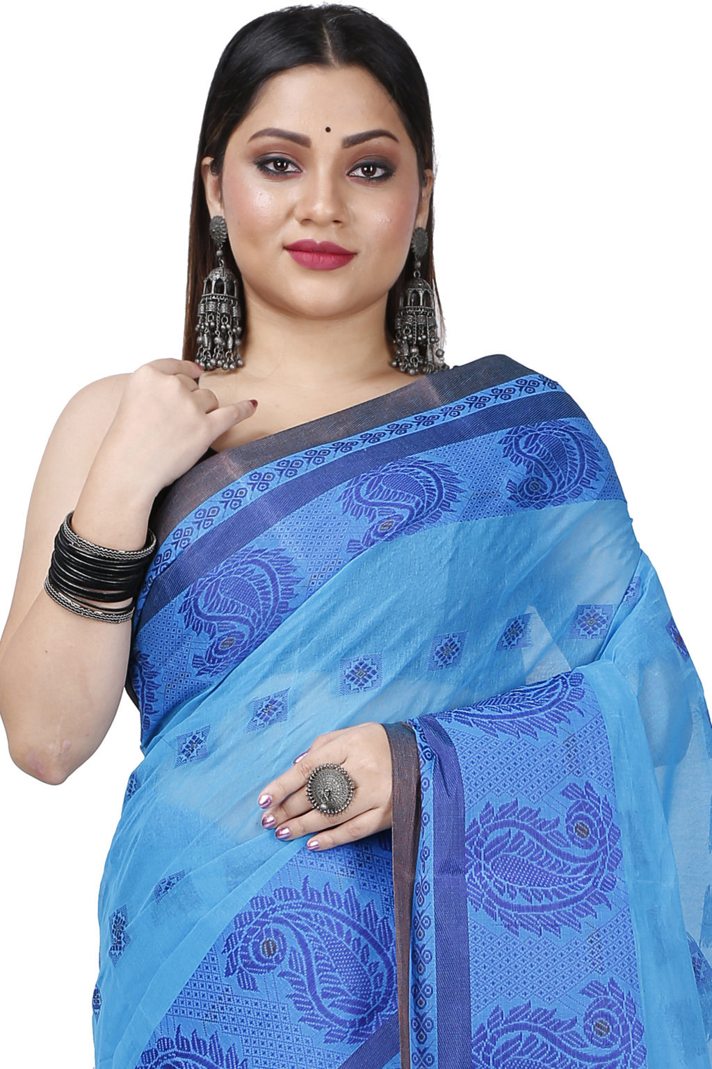 Blue Pure Cotton Aloka Tant Saree (908)